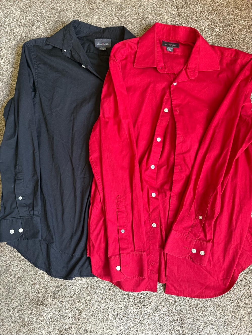 Lot of 2 David Taylor Red and Black Casual Button-Down Shirts